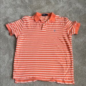 Ralph Lauren Orange and White Polo Shirt with Nautical Stripes